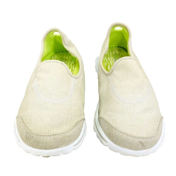 Skechers GO Walk Canvas Sneakers Tan Slip On Shoes 8.5 Women Foam Beach Festival - Picture 6 of 14